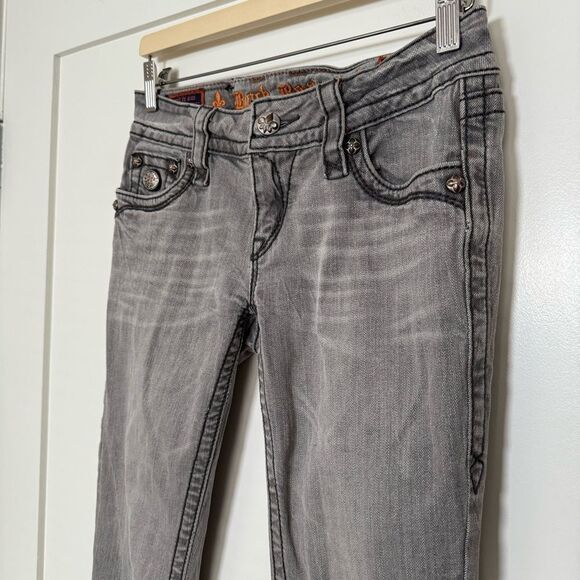 Rock Revival Celine Skinny Jeans Women 28 Gray Low Rise Embellished Denim Grunge - Picture 2 of 16